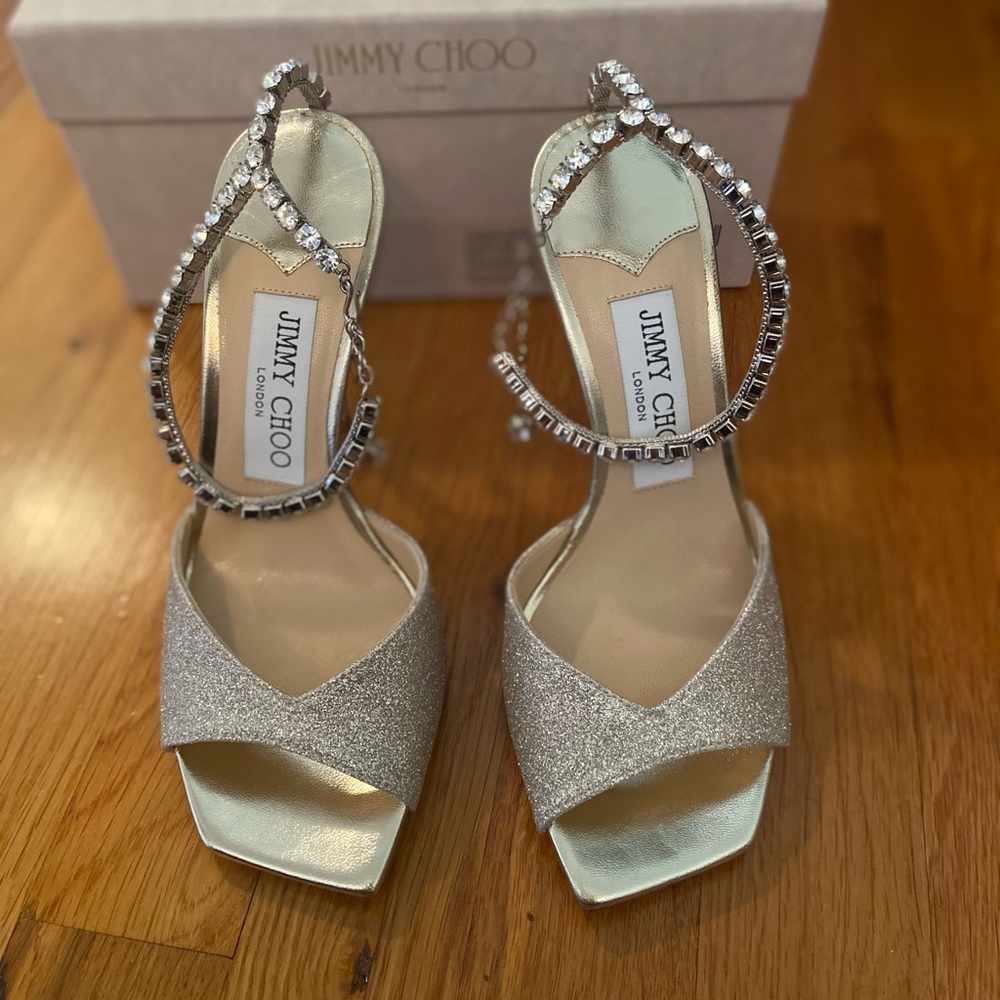 Jimmy Choo Saeda 100 Glitter Heels Size 36